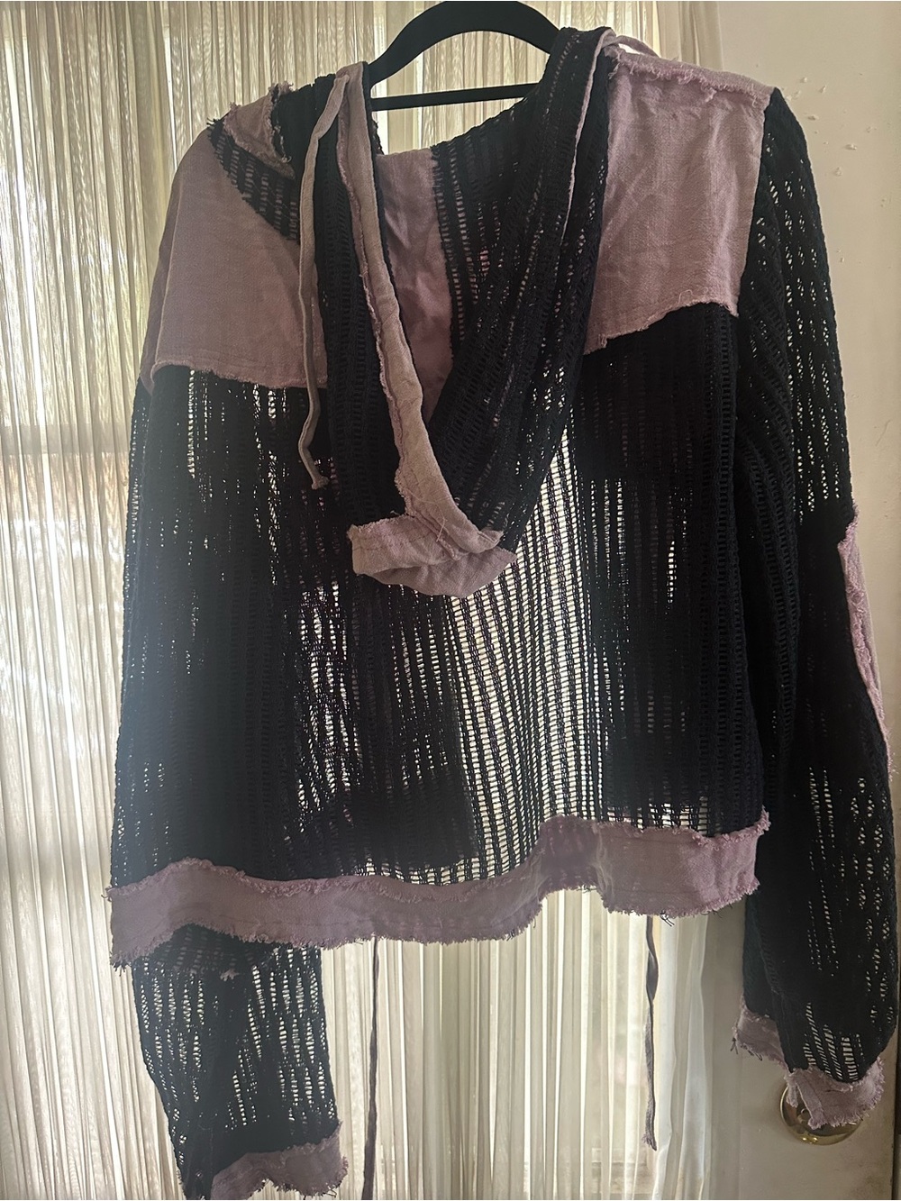 POL Sheer Indigo and Purple crochet Layering Jacket - Picture 3 of 3